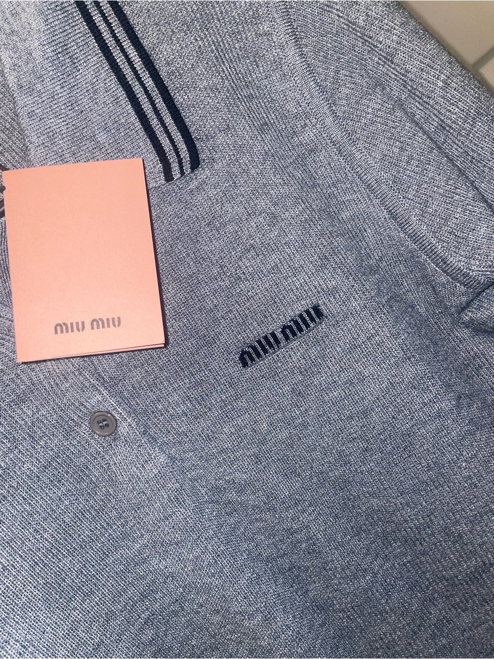 Miu Miu knit cotton sweater half sleeve top Polo knit wear Shirt New Size M - Picture 7 of 13